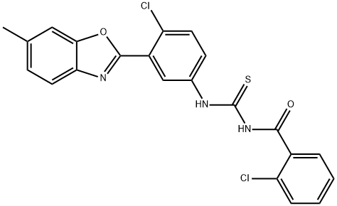 N-(2-chlorobenzoyl)-N'-[4-chloro-3-(6-methyl-1,3-benzoxazol-2-yl)phenyl]thiourea Struktur