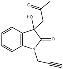 3-hydroxy-3-(2-oxopropyl)-1-(2-propynyl)-1,3-dihydro-2H-indol-2-one Struktur