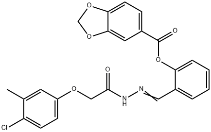 2-{2-[(4-chloro-3-methylphenoxy)acetyl]carbohydrazonoyl}phenyl 1,3-benzodioxole-5-carboxylate Struktur