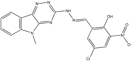 5-chloro-2-hydroxy-3-nitrobenzaldehyde (5-methyl-5H-[1,2,4]triazino[5,6-b]indol-3-yl)hydrazone Struktur