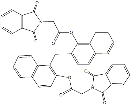 1-[(1-{[2-(1,3-dioxo-1,3-dihydro-2H-isoindol-2-yl)acetyl]oxy}-2-naphthyl)methyl]-2-naphthyl (1,3-dioxo-1,3-dihydro-2H-isoindol-2-yl)acetate Struktur