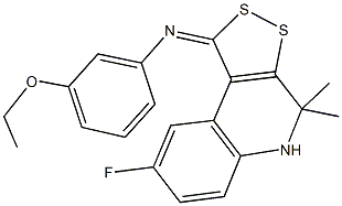 N-(3-ethoxyphenyl)-N-(8-fluoro-4,4-dimethyl-4,5-dihydro-1H-[1,2]dithiolo[3,4-c]quinolin-1-ylidene)amine Struktur