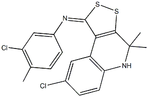 N-(8-chloro-4,4-dimethyl-4,5-dihydro-1H-[1,2]dithiolo[3,4-c]quinolin-1-ylidene)-N-(3-chloro-4-methylphenyl)amine Struktur