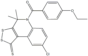 8-chloro-5-(4-ethoxybenzoyl)-4,4-dimethyl-4,5-dihydro-1H-[1,2]dithiolo[3,4-c]quinoline-1-thione Struktur