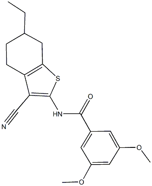 N-(3-cyano-6-ethyl-4,5,6,7-tetrahydro-1-benzothien-2-yl)-3,5-dimethoxybenzamide Struktur