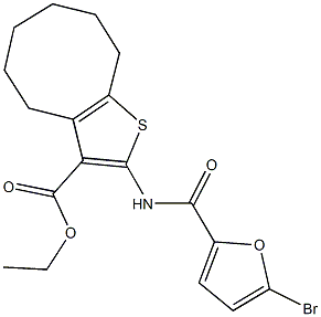 ethyl 2-[(5-bromo-2-furoyl)amino]-4,5,6,7,8,9-hexahydrocycloocta[b]thiophene-3-carboxylate Struktur