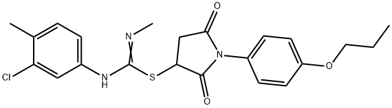 2,5-dioxo-1-(4-propoxyphenyl)-3-pyrrolidinyl N'-(3-chloro-4-methylphenyl)-N-methylimidothiocarbamate Struktur