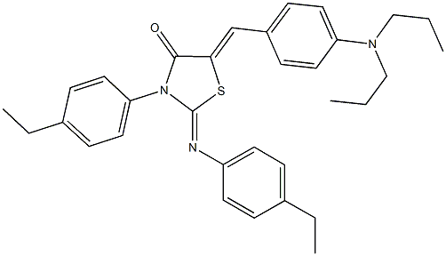 5-[4-(dipropylamino)benzylidene]-3-(4-ethylphenyl)-2-[(4-ethylphenyl)imino]-1,3-thiazolidin-4-one Struktur