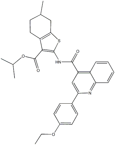 isopropyl 2-({[2-(4-ethoxyphenyl)-4-quinolinyl]carbonyl}amino)-6-methyl-4,5,6,7-tetrahydro-1-benzothiophene-3-carboxylate Struktur