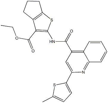 ethyl 2-({[2-(5-methyl-2-thienyl)-4-quinolinyl]carbonyl}amino)-5,6-dihydro-4H-cyclopenta[b]thiophene-3-carboxylate Struktur