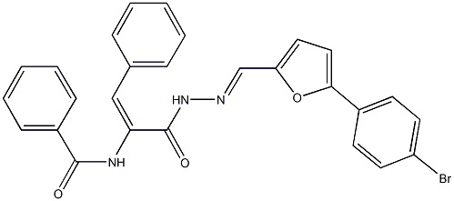 N-{1-[(2-{[5-(4-bromophenyl)-2-furyl]methylene}hydrazino)carbonyl]-2-phenylvinyl}benzamide Struktur