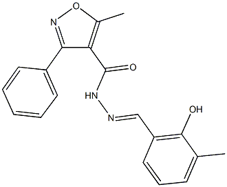 N'-(2-hydroxy-3-methylbenzylidene)-5-methyl-3-phenyl-4-isoxazolecarbohydrazide Struktur