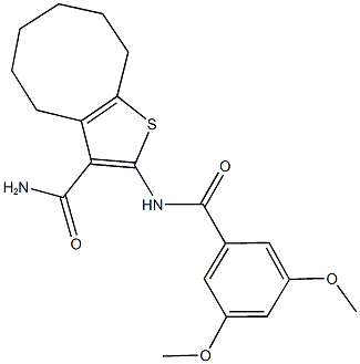 2-[(3,5-dimethoxybenzoyl)amino]-4,5,6,7,8,9-hexahydrocycloocta[b]thiophene-3-carboxamide Struktur