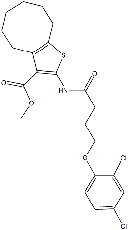 methyl 2-{[4-(2,4-dichlorophenoxy)butanoyl]amino}-4,5,6,7,8,9-hexahydrocycloocta[b]thiophene-3-carboxylate Struktur