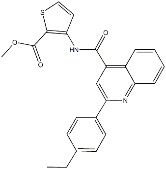 methyl 3-({[2-(4-ethylphenyl)-4-quinolinyl]carbonyl}amino)-2-thiophenecarboxylate Struktur