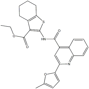 ethyl 2-({[2-(5-methyl-2-furyl)-4-quinolinyl]carbonyl}amino)-4,5,6,7-tetrahydro-1-benzothiophene-3-carboxylate Struktur