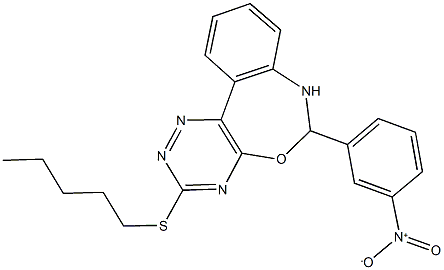 6-{3-nitrophenyl}-3-(pentylsulfanyl)-6,7-dihydro[1,2,4]triazino[5,6-d][3,1]benzoxazepine Struktur