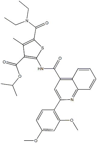 isopropyl 5-[(diethylamino)carbonyl]-2-({[2-(2,4-dimethoxyphenyl)-4-quinolinyl]carbonyl}amino)-4-methyl-3-thiophenecarboxylate Struktur