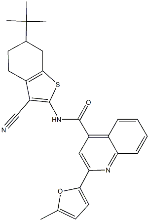 N-[6-(tert-butyl)-3-cyano-4,5,6,7-tetrahydro-1-benzothiophen-2-yl]-2-(5-methyl-2-furyl)-4-quinolinecarboxamide Struktur