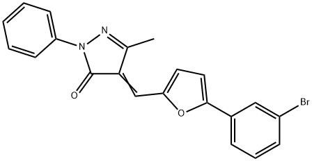 4-{[5-(3-bromophenyl)-2-furyl]methylene}-5-methyl-2-phenyl-2,4-dihydro-3H-pyrazol-3-one Struktur