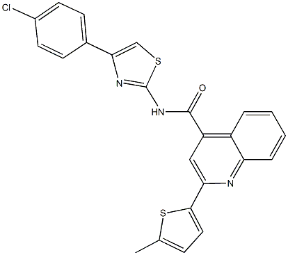 N-[4-(4-chlorophenyl)-1,3-thiazol-2-yl]-2-(5-methyl-2-thienyl)-4-quinolinecarboxamide Struktur