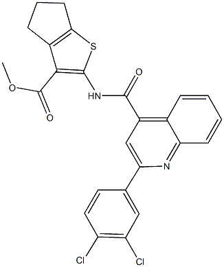 methyl 2-({[2-(3,4-dichlorophenyl)-4-quinolinyl]carbonyl}amino)-5,6-dihydro-4H-cyclopenta[b]thiophene-3-carboxylate Struktur