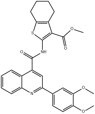 methyl 2-({[2-(3,4-dimethoxyphenyl)-4-quinolinyl]carbonyl}amino)-4,5,6,7-tetrahydro-1-benzothiophene-3-carboxylate Struktur