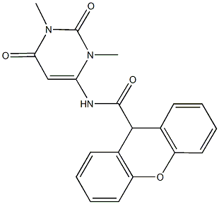 N-(1,3-dimethyl-2,6-dioxo-1,2,3,6-tetrahydro-4-pyrimidinyl)-9H-xanthene-9-carboxamide Struktur