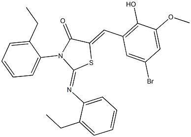 5-(5-bromo-2-hydroxy-3-methoxybenzylidene)-3-(2-ethylphenyl)-2-[(2-ethylphenyl)imino]-1,3-thiazolidin-4-one Struktur