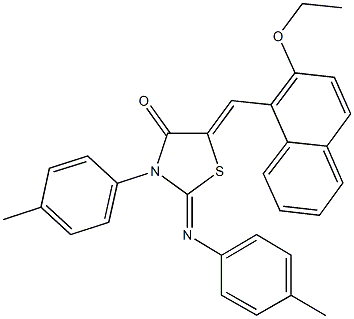 5-[(2-ethoxy-1-naphthyl)methylene]-3-(4-methylphenyl)-2-[(4-methylphenyl)imino]-1,3-thiazolidin-4-one Struktur