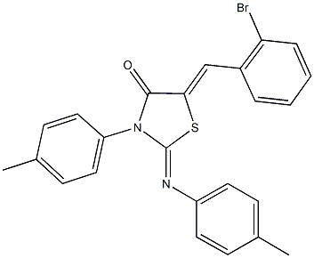 5-(2-bromobenzylidene)-3-(4-methylphenyl)-2-[(4-methylphenyl)imino]-1,3-thiazolidin-4-one Struktur