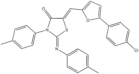 5-{[5-(4-chlorophenyl)-2-furyl]methylene}-3-(4-methylphenyl)-2-[(4-methylphenyl)imino]-1,3-thiazolidin-4-one Struktur