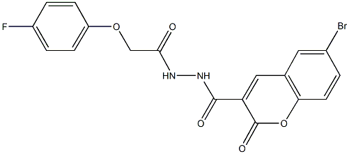 6-bromo-N'-[(4-fluorophenoxy)acetyl]-2-oxo-2H-chromene-3-carbohydrazide Struktur