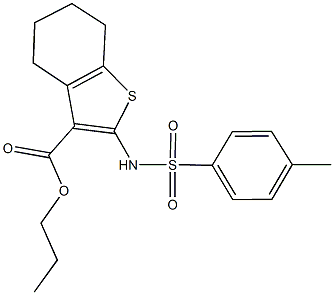 propyl 2-{[(4-methylphenyl)sulfonyl]amino}-4,5,6,7-tetrahydro-1-benzothiophene-3-carboxylate Struktur