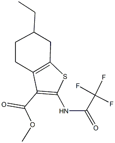 methyl 6-ethyl-2-[(trifluoroacetyl)amino]-4,5,6,7-tetrahydro-1-benzothiophene-3-carboxylate Struktur