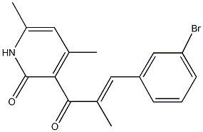 3-[3-(3-bromophenyl)-2-methylacryloyl]-4,6-dimethyl-2(1H)-pyridinone Struktur