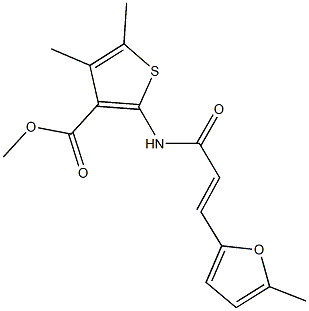 methyl 4,5-dimethyl-2-{[3-(5-methyl-2-furyl)acryloyl]amino}-3-thiophenecarboxylate Struktur