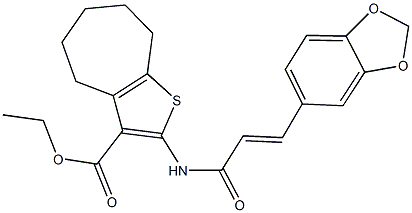 ethyl 2-{[3-(1,3-benzodioxol-5-yl)acryloyl]amino}-5,6,7,8-tetrahydro-4H-cyclohepta[b]thiophene-3-carboxylate Struktur