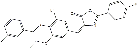 4-{3-bromo-5-ethoxy-4-[(3-methylbenzyl)oxy]benzylidene}-2-(4-fluorophenyl)-1,3-oxazol-5(4H)-one Struktur