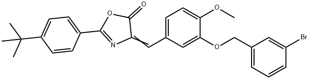 4-{3-[(3-bromobenzyl)oxy]-4-methoxybenzylidene}-2-(4-tert-butylphenyl)-1,3-oxazol-5(4H)-one Struktur