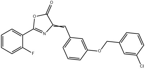 4-{3-[(3-chlorobenzyl)oxy]benzylidene}-2-(2-fluorophenyl)-1,3-oxazol-5(4H)-one Struktur