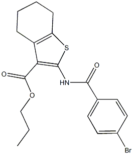 propyl 2-[(4-bromobenzoyl)amino]-4,5,6,7-tetrahydro-1-benzothiophene-3-carboxylate Struktur