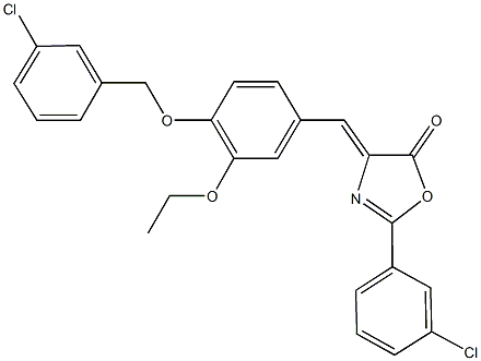 4-{4-[(3-chlorobenzyl)oxy]-3-ethoxybenzylidene}-2-(3-chlorophenyl)-1,3-oxazol-5(4H)-one Struktur