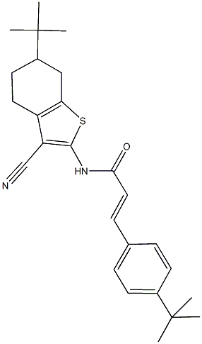 N-(6-tert-butyl-3-cyano-4,5,6,7-tetrahydro-1-benzothien-2-yl)-3-(4-tert-butylphenyl)acrylamide Struktur