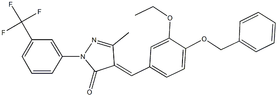 4-[4-(benzyloxy)-3-ethoxybenzylidene]-5-methyl-2-[3-(trifluoromethyl)phenyl]-2,4-dihydro-3H-pyrazol-3-one Struktur