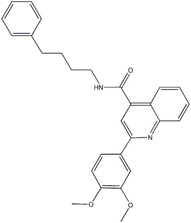 2-(3,4-dimethoxyphenyl)-N-(4-phenylbutyl)-4-quinolinecarboxamide Struktur