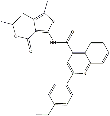 isopropyl 2-({[2-(4-ethylphenyl)-4-quinolinyl]carbonyl}amino)-4,5-dimethyl-3-thiophenecarboxylate Struktur