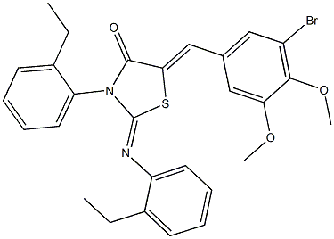 5-(3-bromo-4,5-dimethoxybenzylidene)-3-(2-ethylphenyl)-2-[(2-ethylphenyl)imino]-1,3-thiazolidin-4-one Struktur