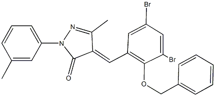 4-[2-(benzyloxy)-3,5-dibromobenzylidene]-5-methyl-2-(3-methylphenyl)-2,4-dihydro-3H-pyrazol-3-one Struktur