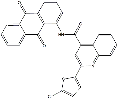 2-(5-chloro-2-thienyl)-N-(9,10-dioxo-9,10-dihydro-1-anthracenyl)-4-quinolinecarboxamide Struktur